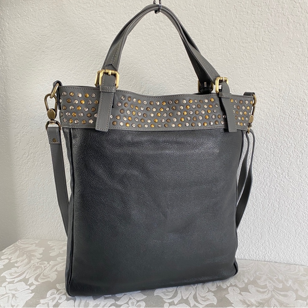 IO Pelle studded Italian leather convertible tote
